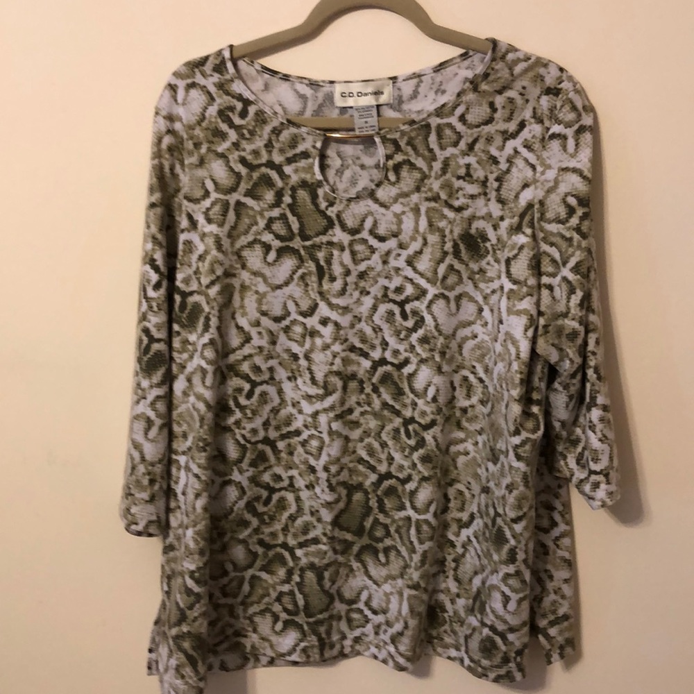 Olive green and white animal print